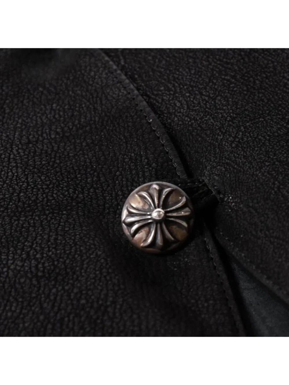 Chrome Hearts Vest Leather Dagger Zip Black Silver